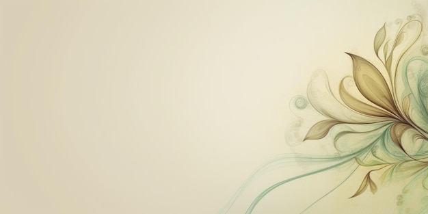 Hermoso dibujo a lápiz marrón verde abstracto fondo de diseño floral hermosa IA generativa AIG32