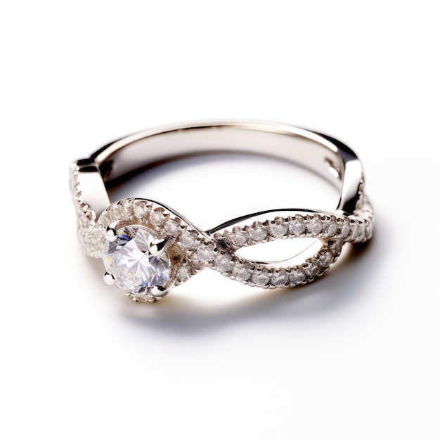 Hermoso diseño de anillo anillos de compromiso de boda con diamantes en blanco aislado