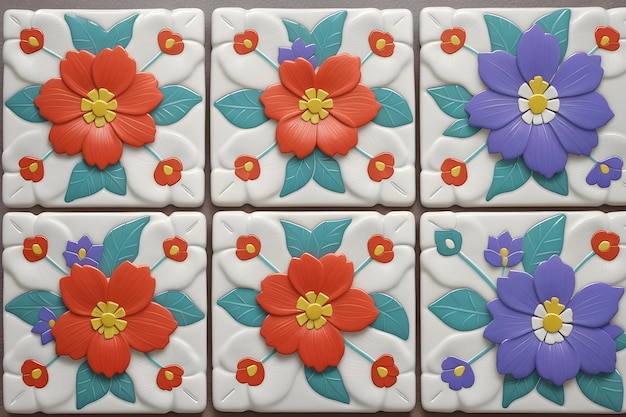 Un hermoso diseño de azulejos de flores generado por Ai