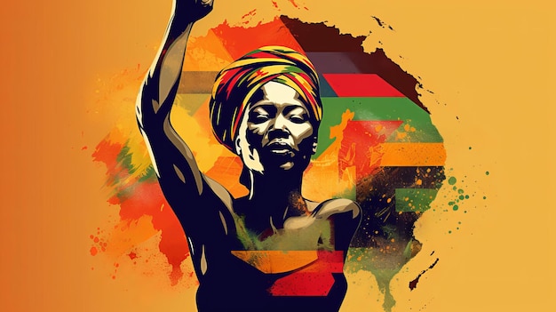 Hermoso diseño de banner del día de la libertad de África para cualquier propósito Fondo negro Fondo de plantilla cartel de tarjeta de banner Símbolo del corazón Generativo Ai