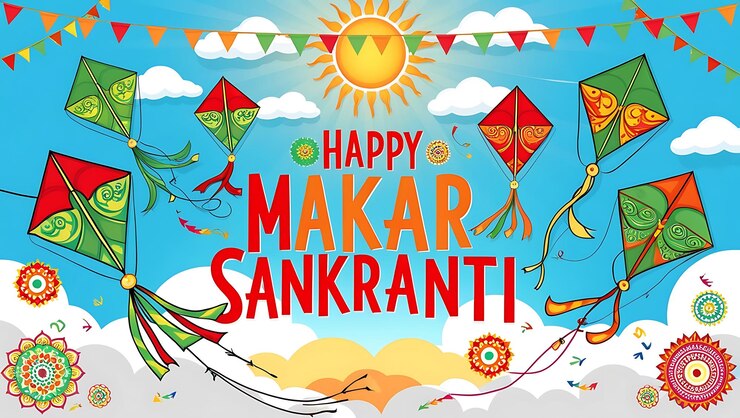 Un hermoso diseño es para Happy Makar Sankranti