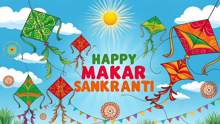 Un hermoso diseño es para Happy Makar Sankranti