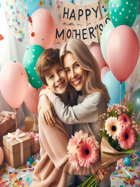 Foto este hermoso diseño floral en 3d es creado para el feliz día de la madre