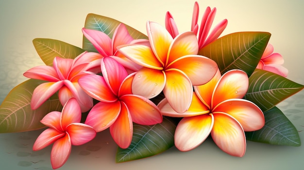 Hermoso diseño de flores de frangipani IA generativa