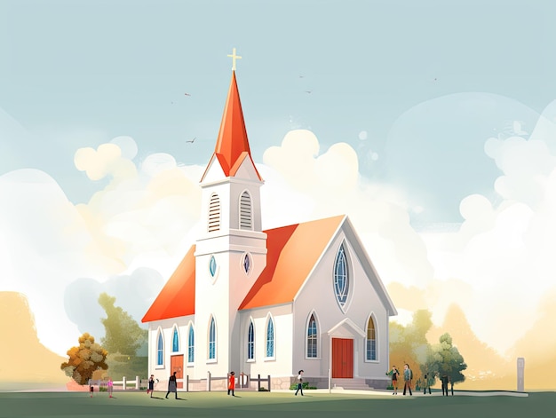 hermoso diseño de la iglesia conceptual ilustración de la revista edificio minimalista fondo cristiano