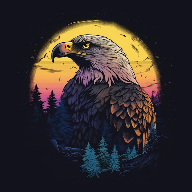 hermoso diseño de ilustración de águila como retrato
