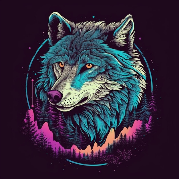 hermoso diseño de ilustración de lobo como retrato