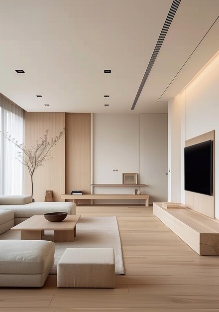 hermoso diseño interior en estilo minimalista japonés