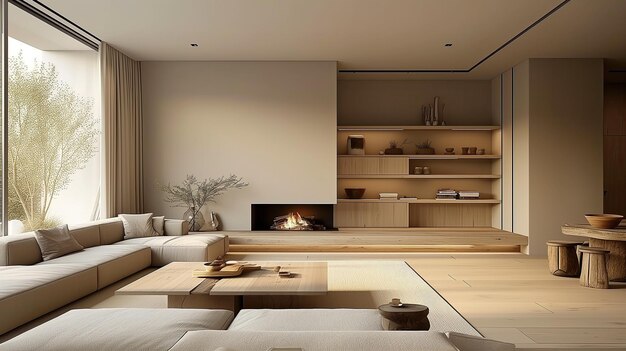 hermoso diseño interior en estilo minimalista japonés