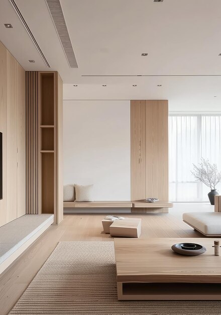 hermoso diseño interior en estilo minimalista japonés