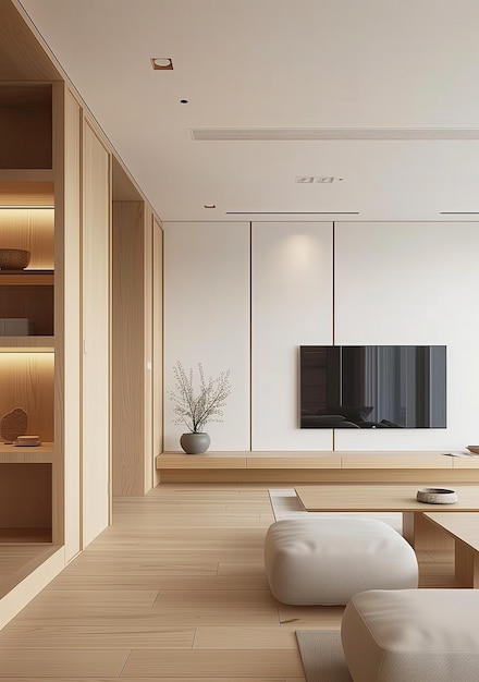 hermoso diseño interior en estilo minimalista japonés