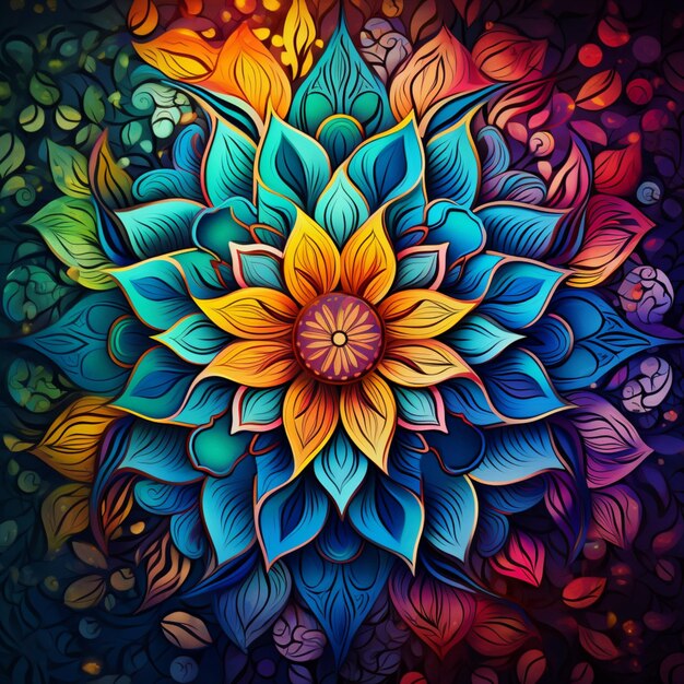 hermoso diseño de mandala colorido decorativo patrón oriental imagen de fondo arte generado por Ai