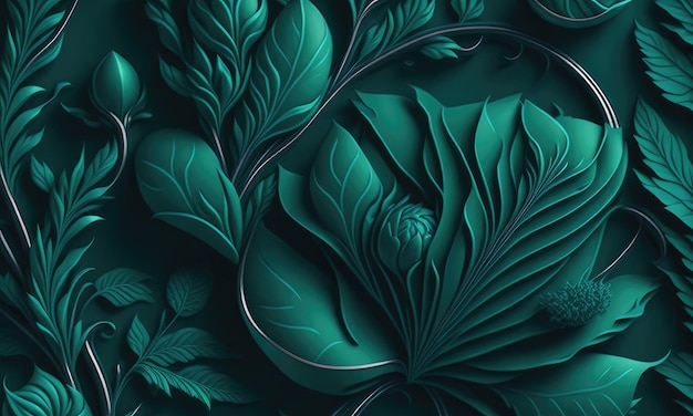 hermoso diseño de papel tapiz floral verde abstracto