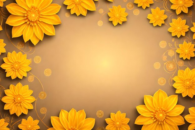 Foto hermoso diwali abstracto fondo floral con flores amarillas lugar para su texto