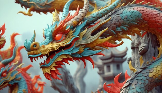 Hermoso dragón de fantasía Año del Dragón según el horóscopo oriental