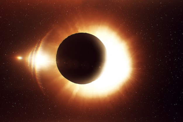 Un hermoso eclipse solar, una ilustración realista