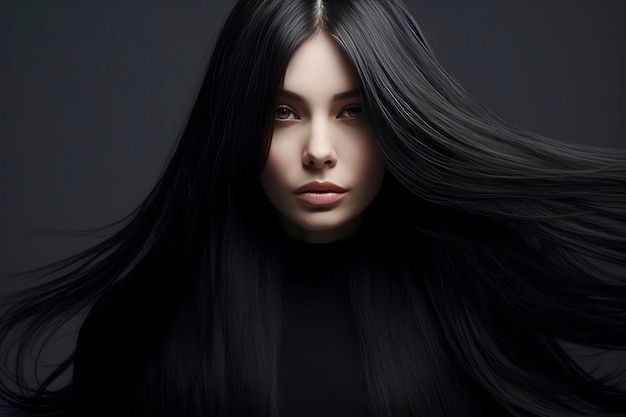 Hermoso espacio de copia de fondo de cabello negro