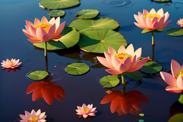 hermoso estanque de superficie de agua de loto flor china rosa de loto raíz de loto fondo de papel tapiz