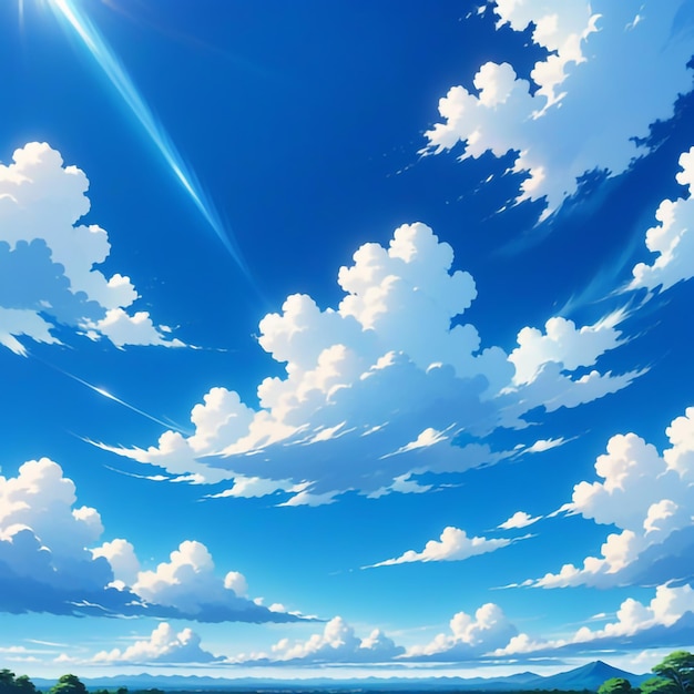 El hermoso estilo de anime del cielo azul