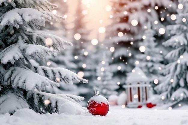 Un hermoso y festivo fondo navideño nevado Generativo Ai