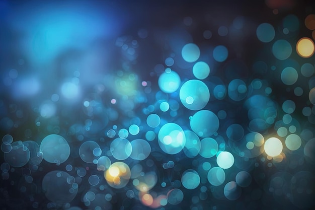 hermoso fondo abstracto azul con luces de fiesta borrosas bokeh