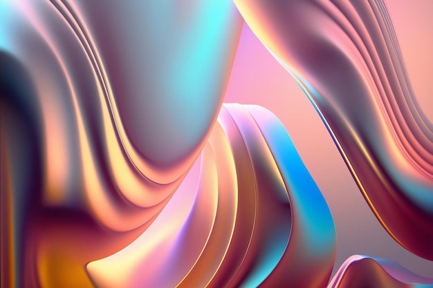 Hermoso fondo abstracto Colores holográficos vivos Telón de fondo iridiscente Diseño de moda IA generativa
