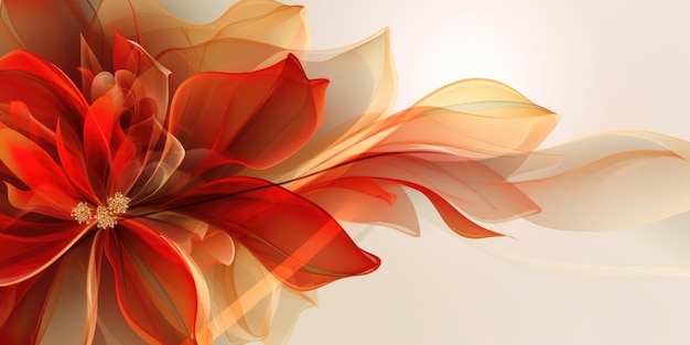 Hermoso fondo abstracto de diseño floral transparente rojo y dorado hermosa IA generativa AIG32