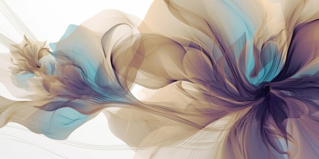 Hermoso fondo abstracto de diseño floral turquesa púrpura beige transparente hermoso Generative AI AIG32