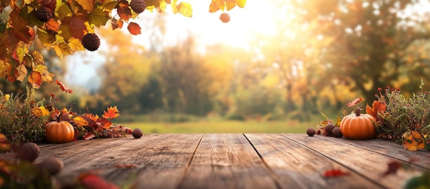 Un hermoso fondo de Acción de Gracias con flores verduras y hojas para rodear calabazas y frutas