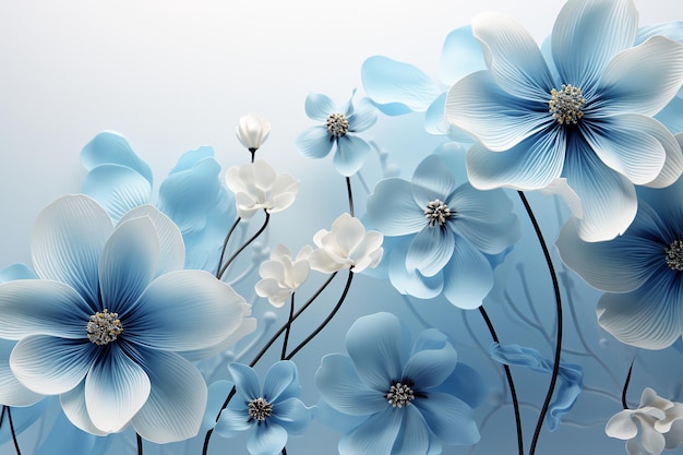 hermoso fondo azul suave floral pastel HD sin texto sin escritura sin líneas sin marca de agua AI ge