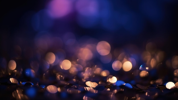 Hermoso fondo Bokeh azul oscuro y rosa con brillo y desenfoque