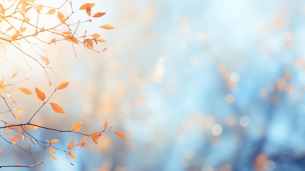 hermoso fondo de bokeh borroso de otoño con ramas y hojas