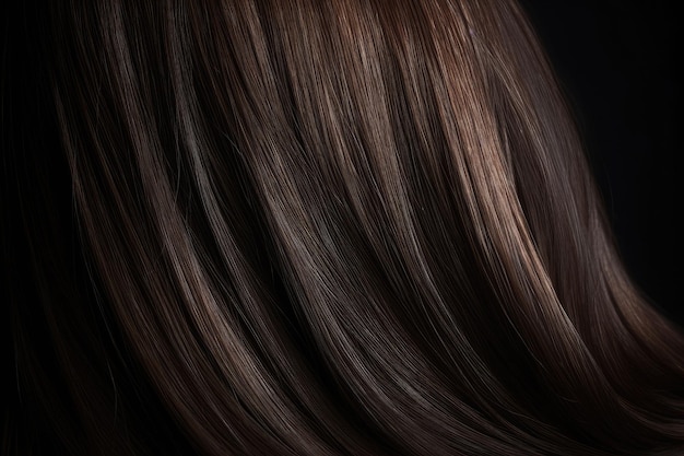 Hermoso fondo de cabello oscuro Cabello sano, suave y brillante IA generativa