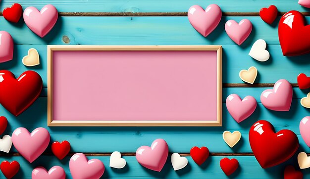 hermoso fondo de corazón fondo de día de San Valentín con corazones rojos lindo estandarte de amor corazones 3d