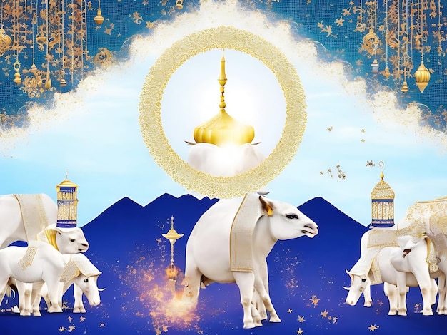 Hermoso fondo decorativo elegante islámico Eid Al Adha mubarak
