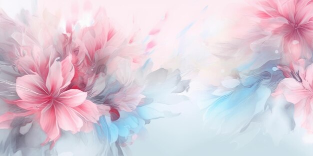 Hermoso fondo de diseño floral abstracto rosa azul pastel acuarela hermosa IA generativa AIG32