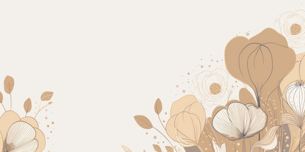 Hermoso fondo de diseño floral de dibujos animados de garabato simple beige y blanco abstracto hermoso AI generativo AIG32