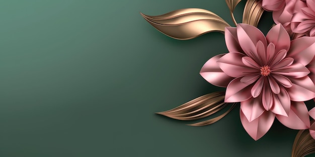 Hermoso fondo de diseño floral metálico brillante abstracto rosa y verde hermosa IA generativa AIG32