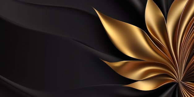 Hermoso fondo de diseño floral metálico brillante de lujo negro y dorado abstracto hermoso AI generativo AIG32