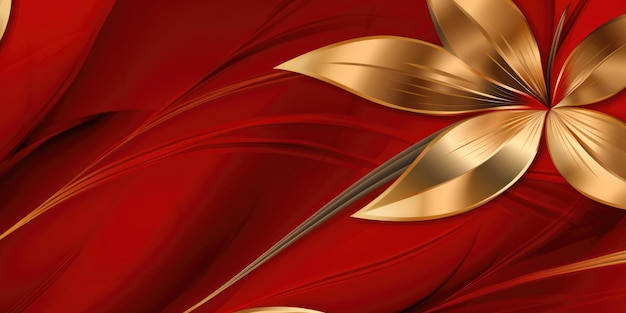 Hermoso fondo de diseño floral metálico brillante rojo y dorado abstracto hermoso Generative AI AIG32