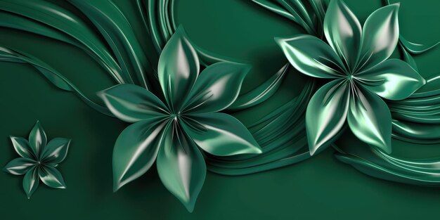 Hermoso fondo de diseño floral metálico brillante verde abstracto hermoso AI generativo AIG32