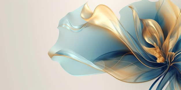 Hermoso fondo de diseño floral transparente dorado y azul abstracto hermoso AI generativo AIG32