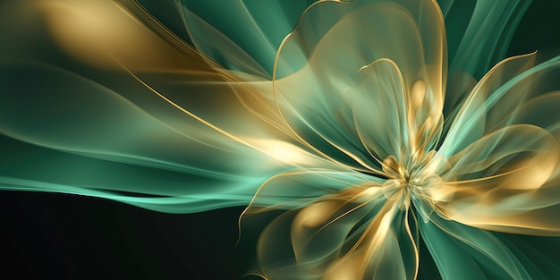 Hermoso fondo de diseño floral transparente dorado y verde abstracto Generativo AI AIG32