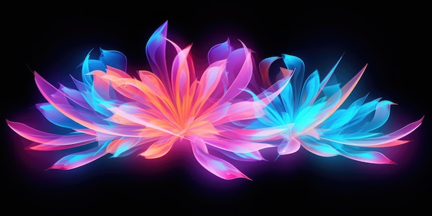 Hermoso fondo de diseño floral transparente de luz de neón abstracto hermoso AI generativo AIG32