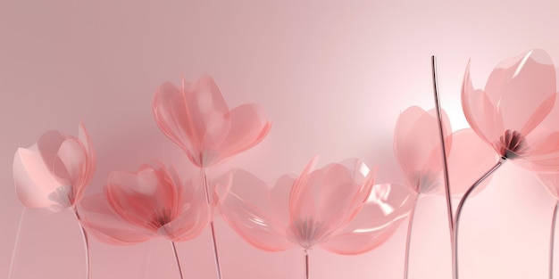 Hermoso fondo de diseño floral transparente rosa abstracto generativo ai AIG32