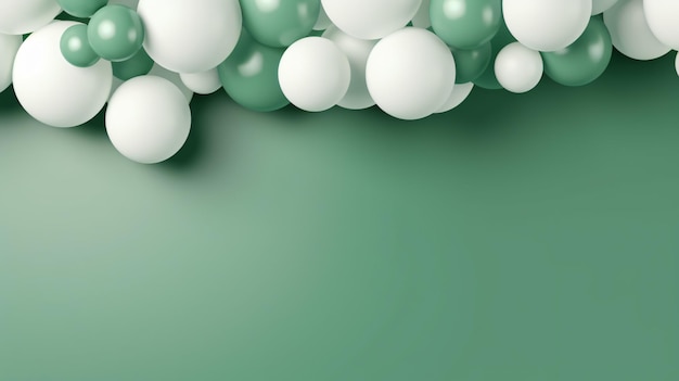 Hermoso fondo de diseño de globos verdes y blancos 3d