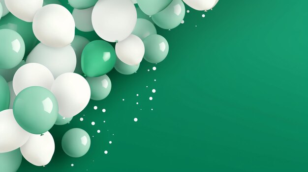 Hermoso fondo de diseño de globos verdes y blancos 3d