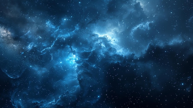 Hermoso fondo espacial azul oscuro con estrellas y papel tapiz espacial de nebulosa