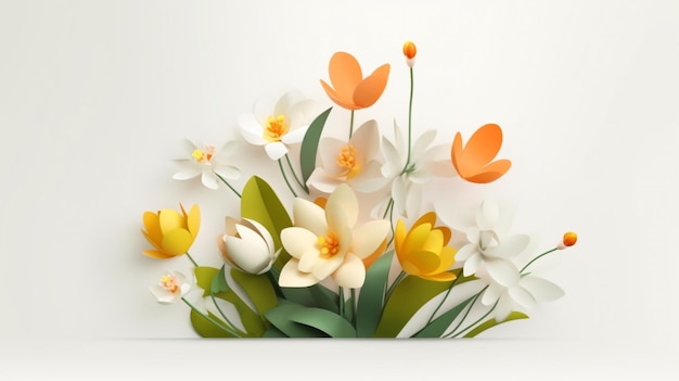 Hermoso fondo floral de corte de papel 3d