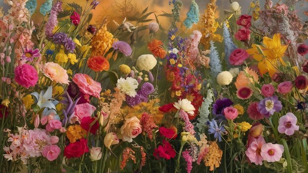 Un hermoso fondo de flores de colores